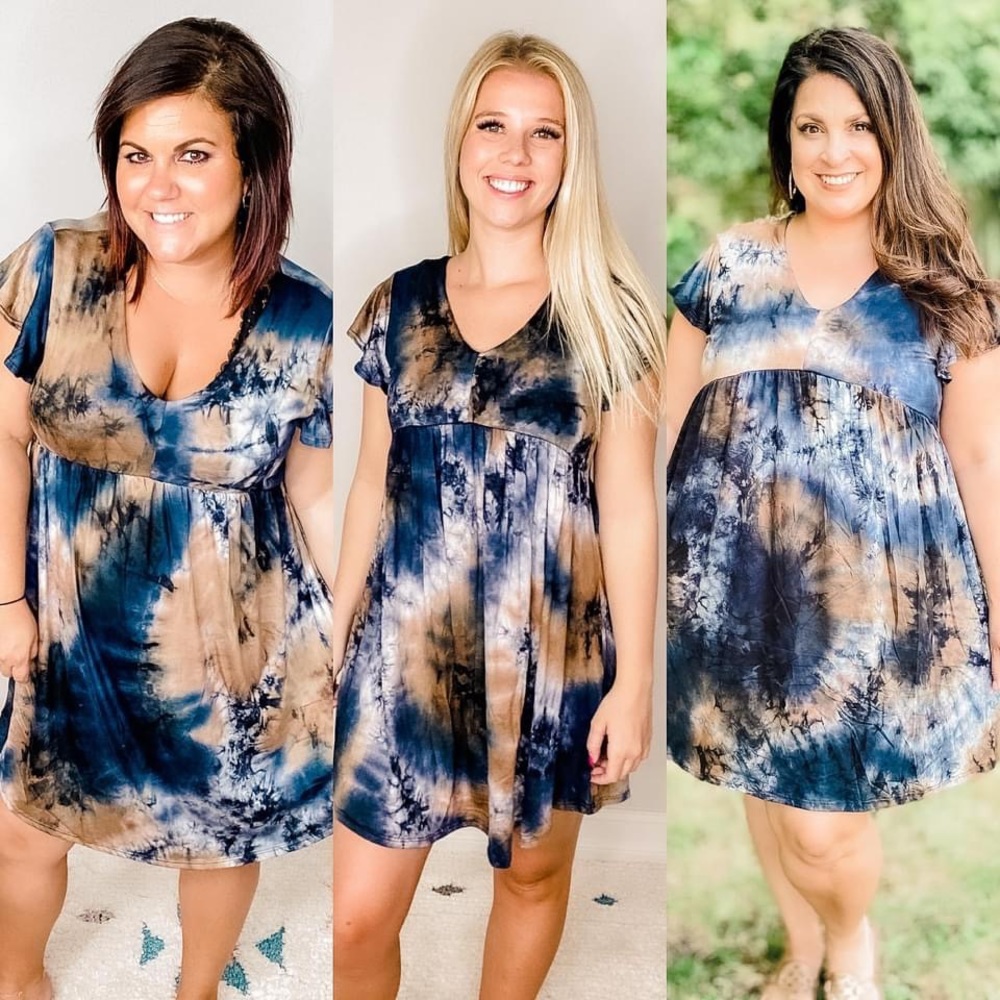 1xl BOUTIQUE navy tie dye dress